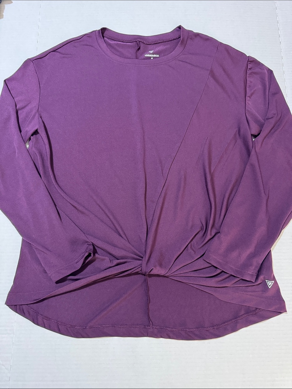 Yogasmoga Women's Long Sleeve Twist-Front Tee - Eggplant Purple 114